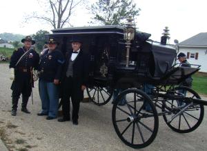 Hearse with Sons of Union Civil War Veterans and Governor Dollison